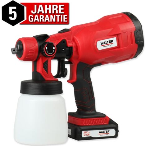 WALTER Li-Ion Akku Farbsprühsystem 20 V inkl. Akku Ladegerät 800 ml Farbbehälter
