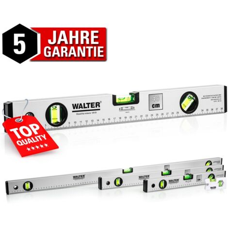 WALTER Wasserwaagen Set mit 3 Libellen Längen 40, 60, 100 cm + Miniwasserwaage
