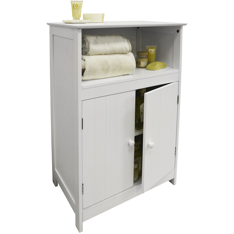 WALTHAM - Shaker Tongue and Groove Bathroom 2 Door Storage Cabinet - White