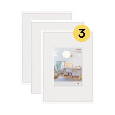 walther design Bianca 40 x 60 cm con Vetro Artistico Confezione da 3, Cornice in plastica New Lifestyle KVX460W3