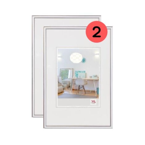 walther design KV060SD - Cornice portafoto New Lifestyle, confezione doppia, 50 x 60 cm, colore: argento, in confezione doppia