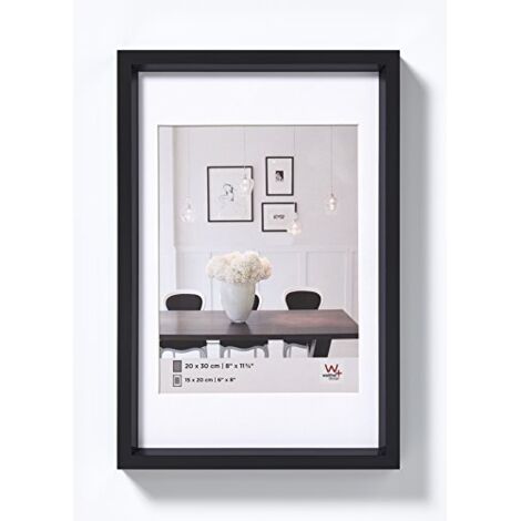 walther design nera 15 x 20 cm con passe-partout, cornice in plastica Steel Style ES520B