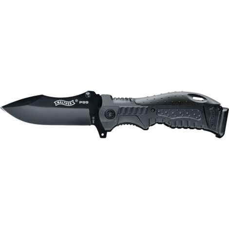 Walther P99 Knife 5.0749 Outdoormesser mit Holster, mit Griffrücken-Einsätze  Schwarz