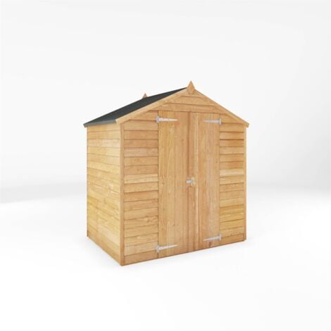 WALTONS Overlap Apex Windowless Wooden Garden Storage Shed - 4 x 6 Double Door