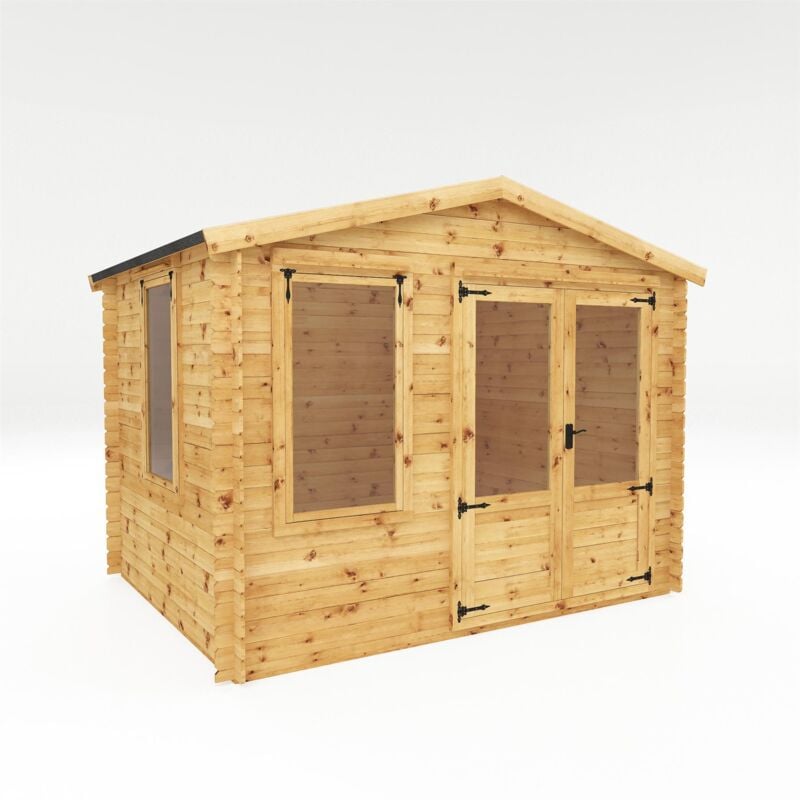 Wooden Apex Garden Room Double Door 19mm Log Cabin - 2.6m x 3.3m Log Cabin - Waltons