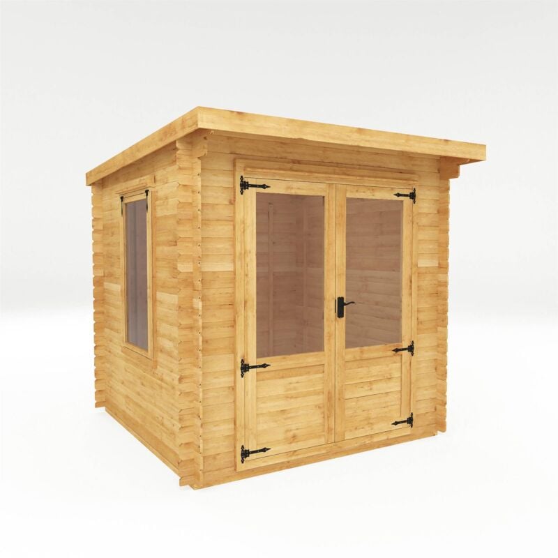 Pent Log Cabin 19mm Garden Room Double Doors - 2.4m x 2.4m Log Cabin - Waltons