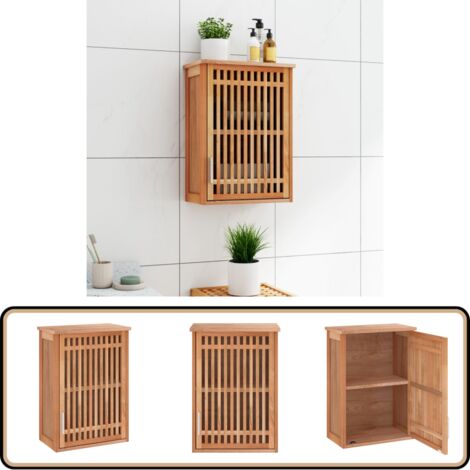 Wand-Badschrank 42x23x60 cm Massivholz Nussbaum - Nussbaumholzmöbel - Wanderschrank - Badschrank - Badezimmeraufbewahrung - Holzregal