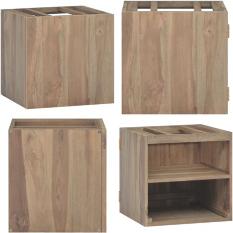 Wand-Badschrank 46x25,5x40 cm Massivholz Teak - Wandregal Bad - Holzschrank Bad - Teekmöbel - Badezimmeraufbewahrung - Handtuchhalter - Home & Living