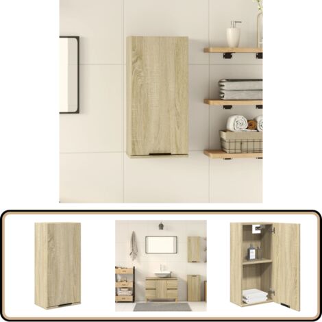 Wand-Badschrank Sonoma-Eiche 32x20x67 cm - Wanderschrank - Badschrank - Badezimmermöbel - Holzwerkstoff - Sonoma-Eiche