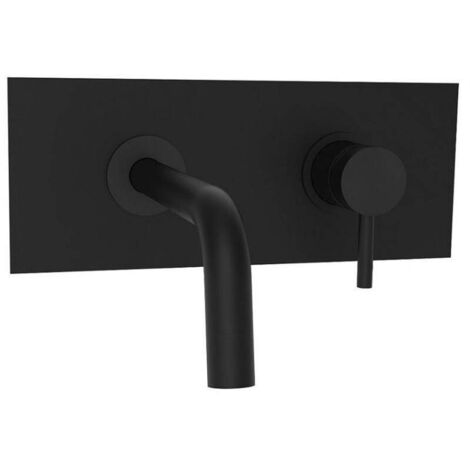 Wand-Einbau-Waschtischmischer mit 178 mm Auslauf und Einzelplatte Paffoni Light LIG105NO  matt-schwarz - 178 mm