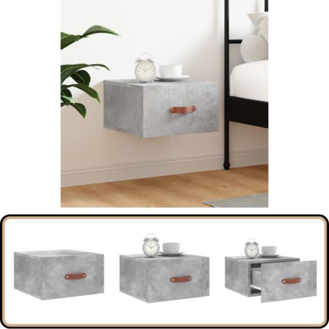 Wand-Nachttisch Betongrau 35x35x20 cm - Wandregal - Hängeschrank - Nachtschrank - Wohnzimmermöbel - Schlafzimmermöbel