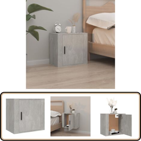 Wand-Nachttisch Betongrau 50x30x47 cm - Wand-Nachttisch - Nachtisch - Beton Grau - Wohnzimmer - Schlafzimmer