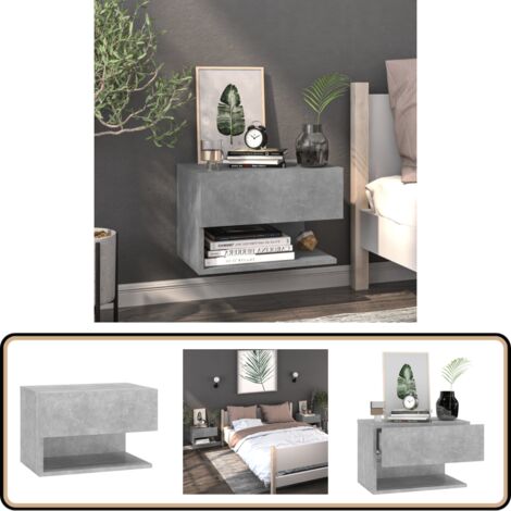 Wand-Nachttisch Betongrau - Wandregal - Betonoptik - Nachtschränkchen - Wohnzimmer Deko - Regal Grau