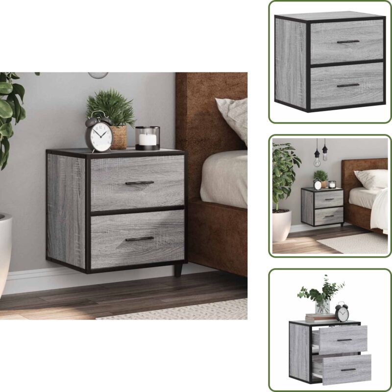Vidaxl Grau Wand-Nachttisch Sonoma 40X31x39,5 Cm - Wand-Nachttisch - Wand-Nachttische - Schrank - Nachttisch