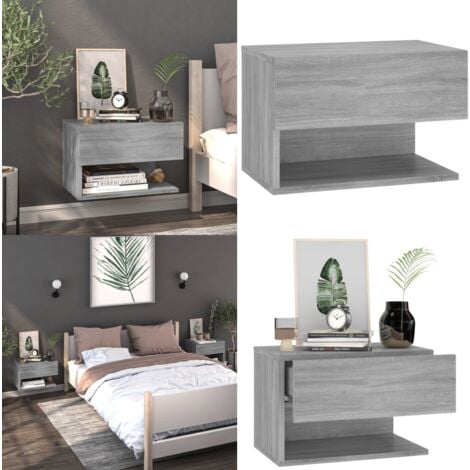 Wand-Nachttisch Grau Sonoma - Wand-Nachttisch - Nachttisch Grau - Wohnzimmer Deko - Regal - Holzwerkstoff Möbel - Home & Living