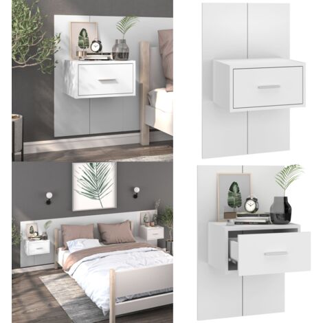 Wand-Nachttisch Hochglanz-Weiß - Wand-Nachttisch - Hochglanz-Weiß - Nachttisch - Wohnzimmer Dekoration - Regal - Home & Living