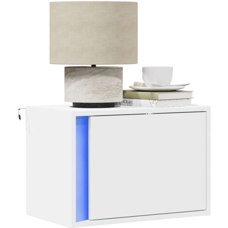 Wand-Nachttisch mit LED-Leuchten Weiß vidaXL657183