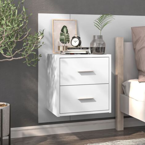 Wand-Nachttisch  Nachtschrank Sideboard  Hochglanz-Weiß Holzwerkstoff DE75836