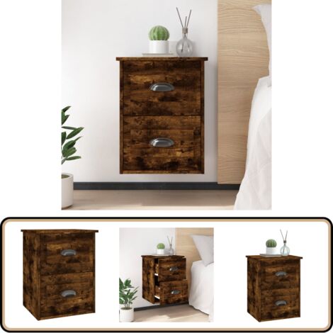 Wand-Nachttisch Räuchereiche 41,5x36x53 cm - Wand-Nachttisch - Holznachtttisch - Nachttisch Braun - Wohnzimmerdeko - Regal Wandmontiert