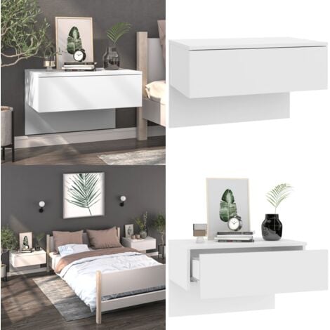 Wand-Nachttisch Weiß - Wand-Nachttisch - Nachttisch Weiß - Holzwerkstoff Möbel - Wohnzimmer Dekoration - Regal Wandmontage - Home & Living