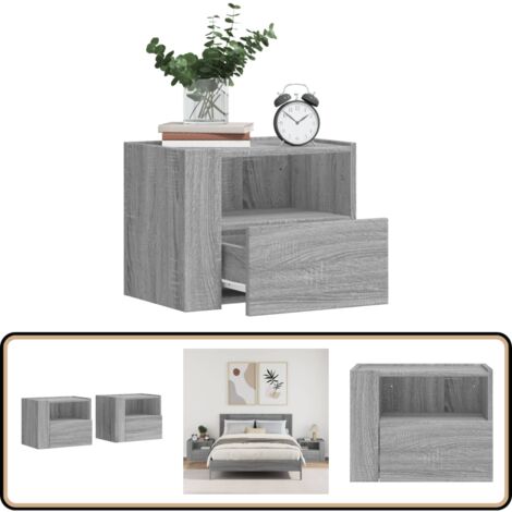 Wand-Nachttische 2 Stk. Grau Sonoma 45x30x35 cm - Wand-Nachttisch - Holzwerkstoff Möbel - Grau Nachttisch - Wohnraum Einrichtung - Schlafzimmer Dekoration