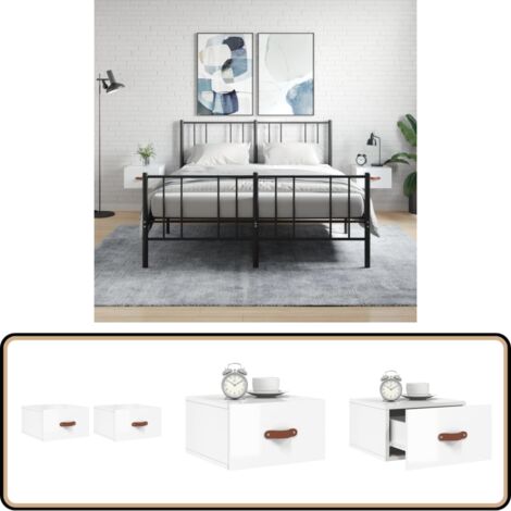Wand-Nachttische 2 Stk. Hochglanz-Weiß 35x35x20 cm - Wandregal - Wohnzimmerdeko - Nachtkästchen - Regal Weiß - Hängeschrank