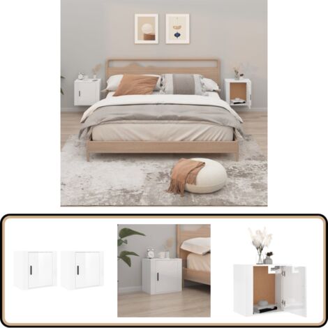 Wand-Nachttische 2 Stk. Hochglanz-Weiß 50x30x47 cm - Wand-Nachttisch - Hochglanz Weiß - Wohnzimmerdeko - Möbel Online Kaufen - Nachtschränkchen