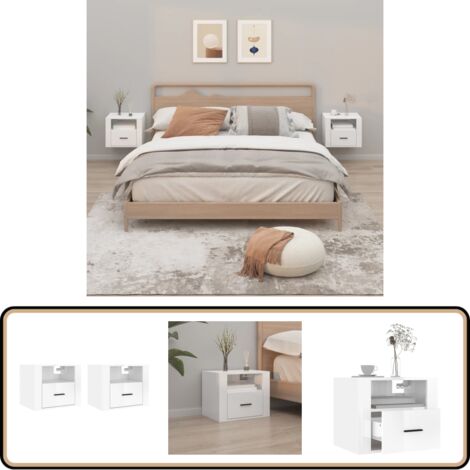 Wand-Nachttische 2 Stk. Hochglanz-Weiß 50x36x40 cm - Wand-Nachttisch - Hochglanz Weiß - Wohnzimmerdeko - Möbel Online Kaufen - Nachtschränkchen