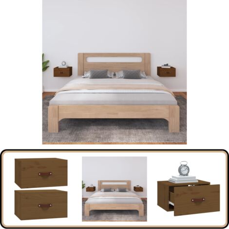 Wand-Nachttische 2 Stk. Honigbraun 40x29,5x22 cm - Wand-Nachttisch - Holz Möbel - Wohnzimmer Dekoration - Kiefernholz - Honigbraun