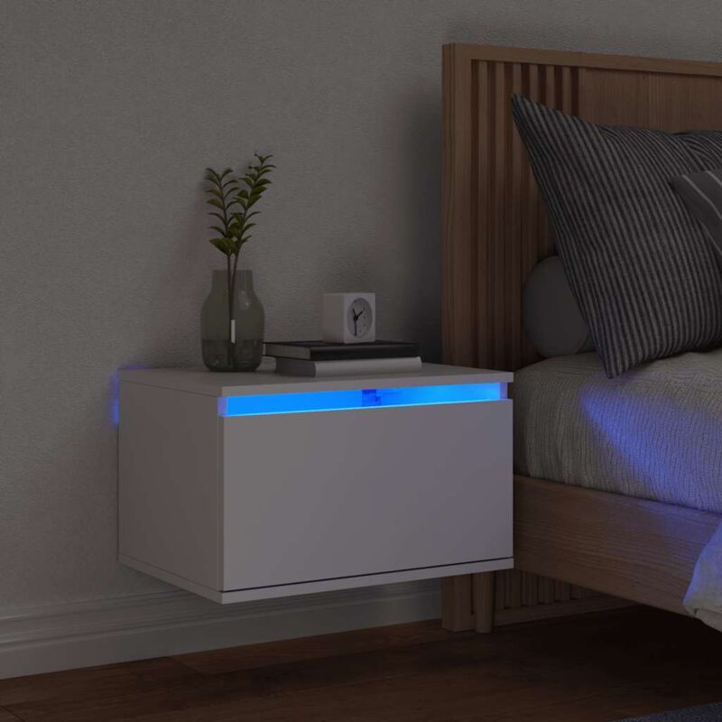 Wand-nachttisch Mit Led-leuchten Weiß Vidaxl