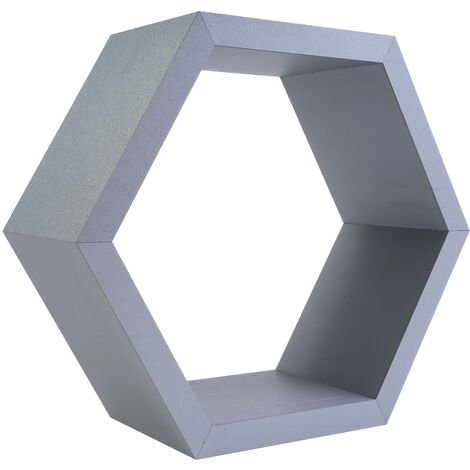 Wand-Regal Sechseck in grau