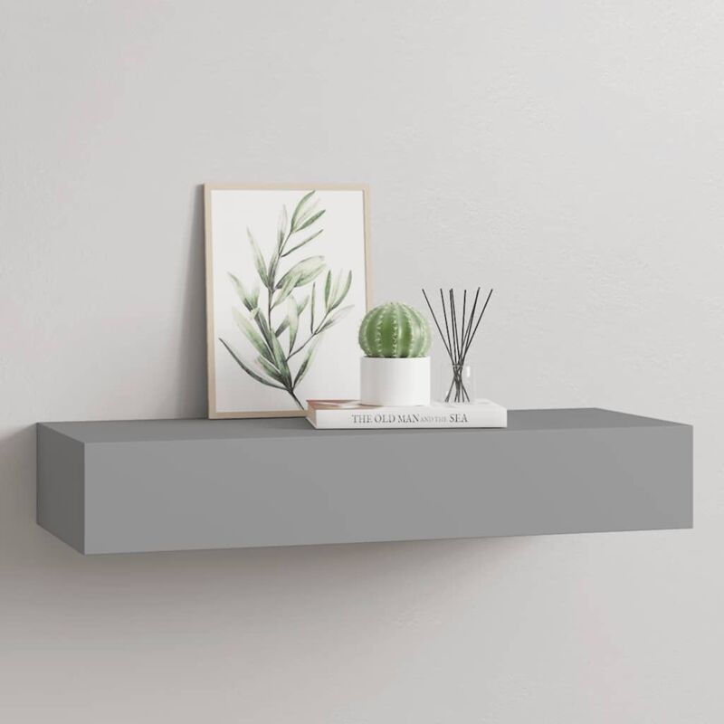 Wandregal Mit Schublade Grau 60x23, 5x10 Cm Mdf Vidaxl