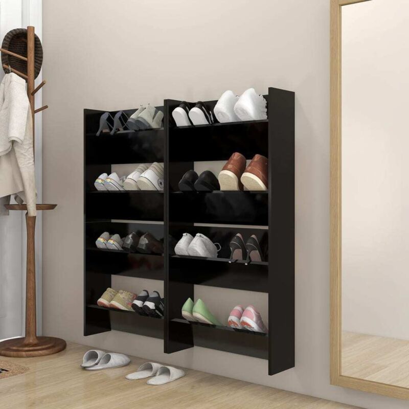 Vidaxl - Wand-schuhschränke 4 Stk. Schwarz 60x18x60 Cm Holzwerkstoff