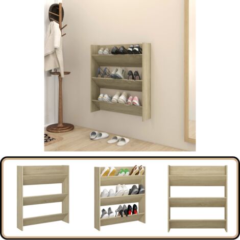 Wand-Schuhschrank Sonoma-Eiche 80x18x90 cm Holzwerkstoff - Wand-Schuhschrank - Schuhschrank - Schuhorganisation - Holzwerkstoff Möbel - Garderobe