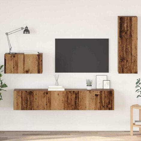 Wand TV Schrank 4 pcs Altholz 200 x 30 x 30 cm Ingenieuholz vidaXL