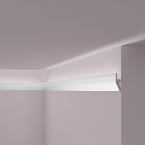 HEXIMO Flachleisten Profil Stuckleisten Wandtäfelung Wand und Deckenrahmen  aus XPS Styropor: Musterstück 25 cm, HFL-5 