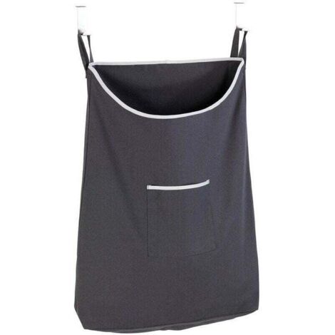 Wand-Wäschekorb, Hängekorb, großes Fassungsvermögen 65 l, einfache Türhängung mit Edelstahlhaken, 100 % Baumwolle, 52 x 81 x 10 cm, Grau