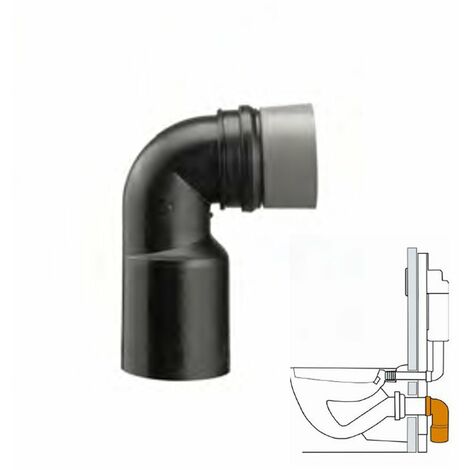 Wand WC Anschlussbogen DN90 schwarz 90 Grad, inkl. Bauschutz