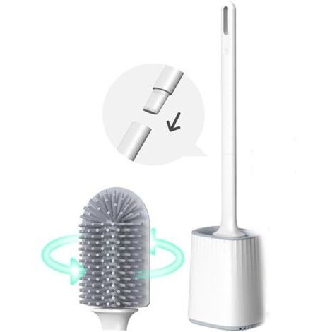 Wand-WC-Bürste mit Halterung, langem Griff und belüfteter Halterung