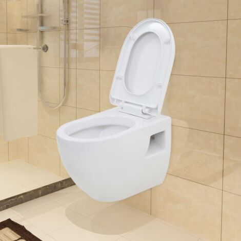 Wand-WC Keramik Weiß vidaXL