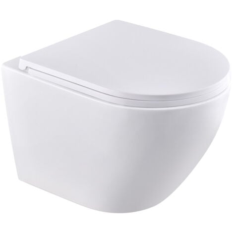 OHPA Wand WC Ohne Spülrand – Weißes Hänge-WC aus Nano-Keramik, 360° Leise Spülung, Absenkautomatik, Wasser- & Platzsparend, Einfache Montage