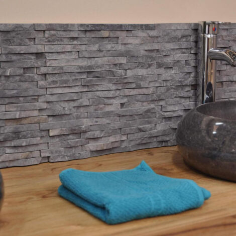 Wanda Collection – Parement en marbre brut gris noir – Carrelage effet marbre – Dimensions 40x15cm – Épaisseur 1.5cm – Pour intérieur et extérieur