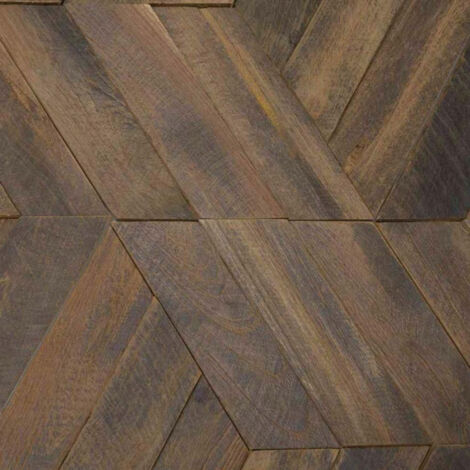Wanda Collection – Plaquette de parement en teck recyclé naturel 28 x 24 cm – Revêtement hexagonal pour intérieur – Pose facile avec colle polymère