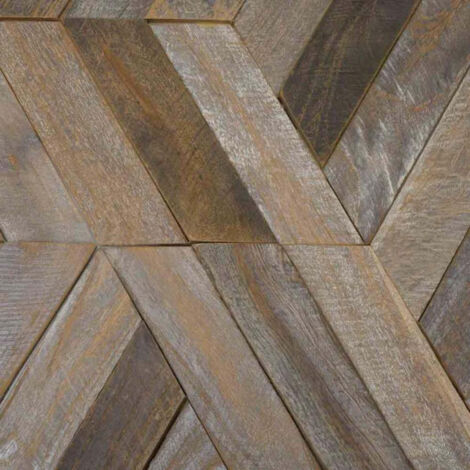 Wanda Collection – Plaquette de parement en teck recyclé patiné hexagonal 28x24 cm – Pose facile pour habillage mural – Ambiance chic et moderne