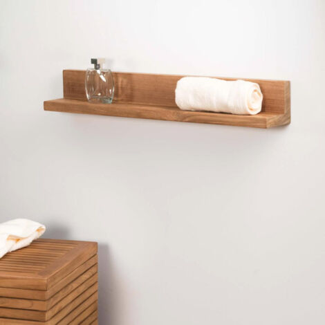 Wanda Collection – Tablette de salle de bain en teck massif 70cm – Rangement épuré pour accessoires – Style nature et authenticité