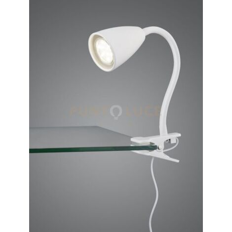 WANDA LAMPADA DA TAVOLO FLESSIBILE CON PINZA METALLO BIANCO H. 20CM 1 LUCE ATTACCO GU10