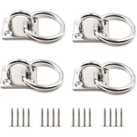 Wandankerring-Befestigungshaken, Ösenplatte aus Edelstahl 304, M5-Bootsösenplatte, Hochleistungs-Decken- und Wandbefestigungshaken, 4 Stück
