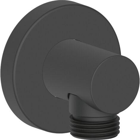 Wandanschlussbogen Duravit Universal, mit runder Wandabdeckung, Schwarz Matt