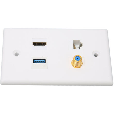 Wandanschlussplatte mit 4 Anschlüssen (HDMI, USB 3.0 und RJ45) für Multimedia-TV-Netzwerkinstallation