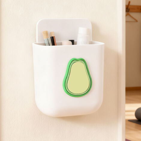 [Wandaufbewahrungsbox aus Pappe] + Aufbewahrungsbox mit Cartoon-Motiv + Weißes Avocado-Muster + Bohrfreie Montage, Ladeanschluss
